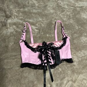 Widow Pink Lace-Up Corset Top